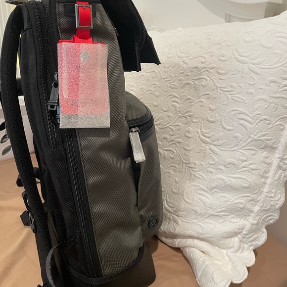 TUMI Cypress Roll Top Black and Gray Backpack with Red Accent - NWT - Picture 4 of 4